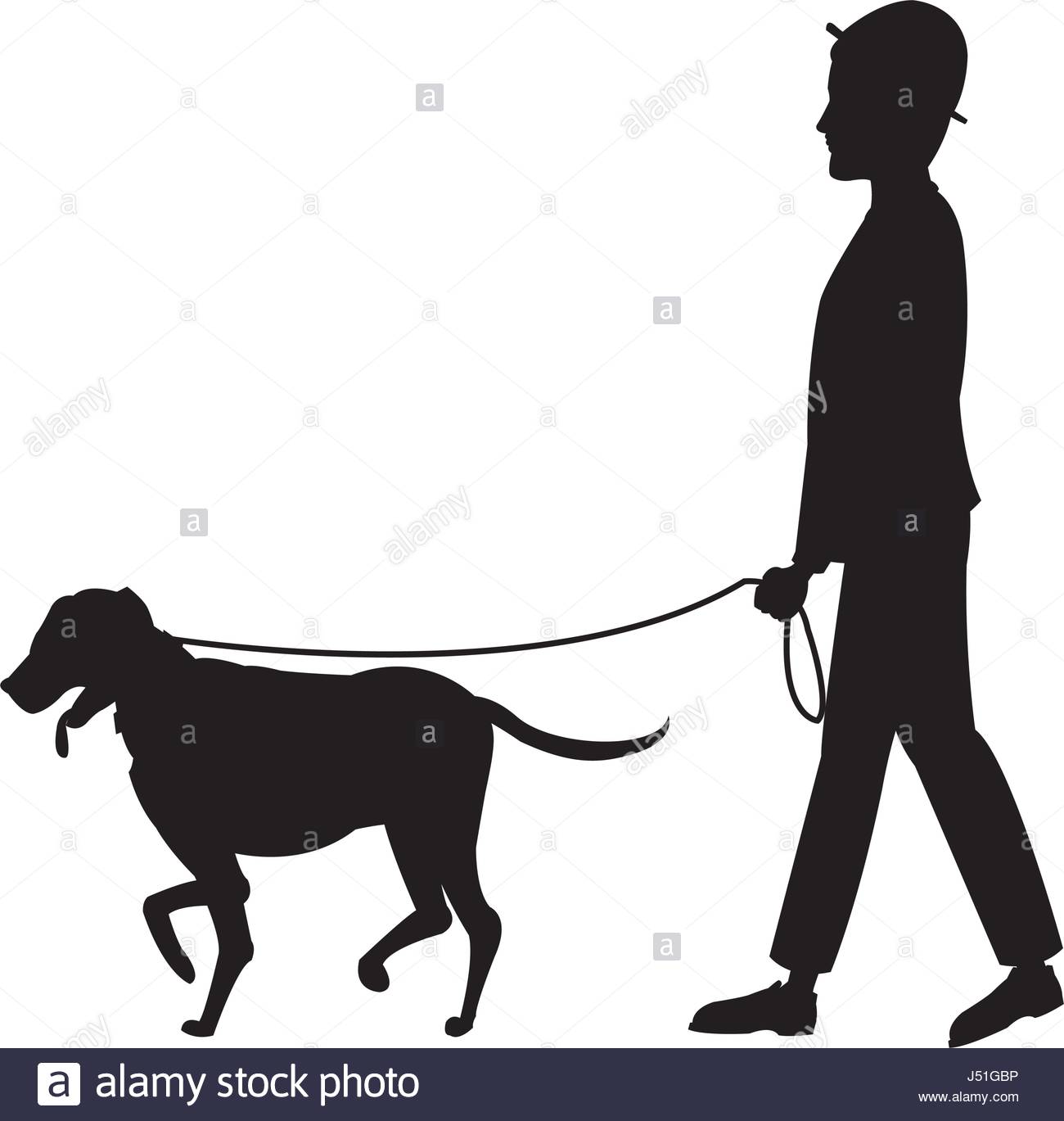 1300x1369 Pictogram Man Hat Walking With Dog Pet Stock Vector Art