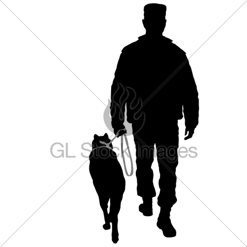 500x500 Silhouette Of Man And Dog On A White Background Gl Stock Images