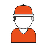 160x160 Blurred Silhouette Cartoon Half Body Faceless Man With Hat Vector