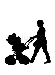 234x320 Silhouettes Of Woman, Man, Children, Family, Vector Illustration