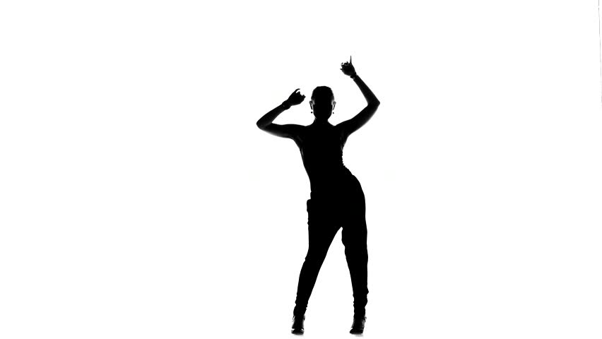852x480 Silhouette Of A Dancing Man On A White Background. Stock Footage