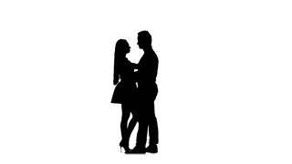 320x180 One Couple Man And Woman Dancing Rock In Studio Silhouette