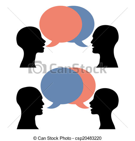 450x470 Silhouette Men Women Talking. A Conversation Between Two Vector