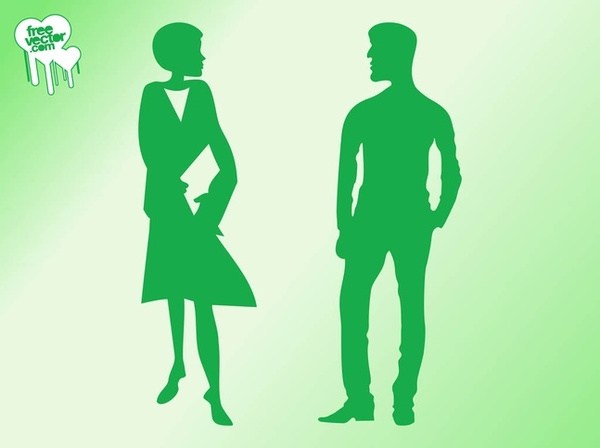 600x448 Talking Man And Woman Silhouettes Free Vector 123freevectors