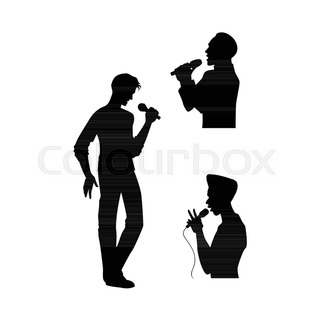 320x320 Vector Man And Woman Silhouette Portrait Singing With Microphone