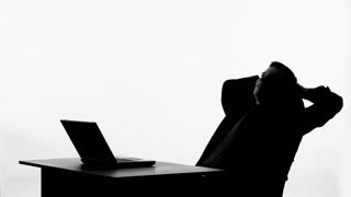 320x180 Press Secretary Silhouette Typing Government Statement, Man