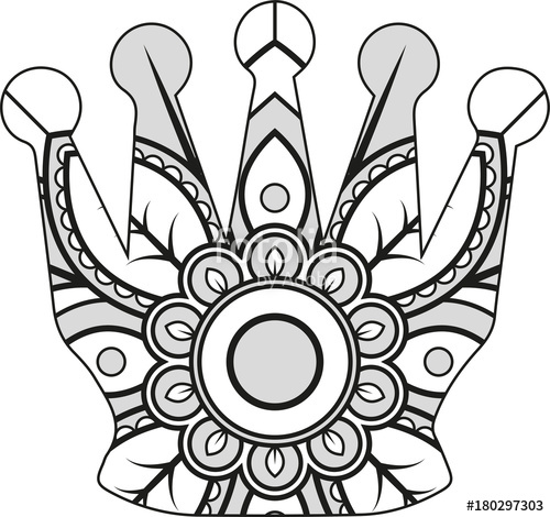 500x470 Vector Illustration Of A Mandala Crown Silhouette Stock Image