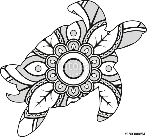 500x464 Vector Illustration Of A Mandala Turtle Silhouette Stock Image