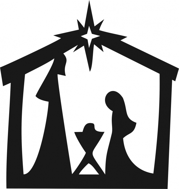 607x640 Nativity Scene Silhouette Laser Cut