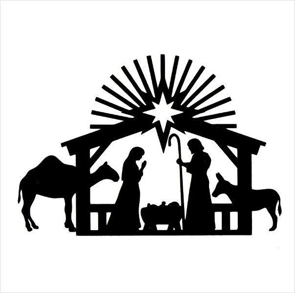 604x601 Nativity Silhouette Free Silhouette Baby Jesus Born In A Manger