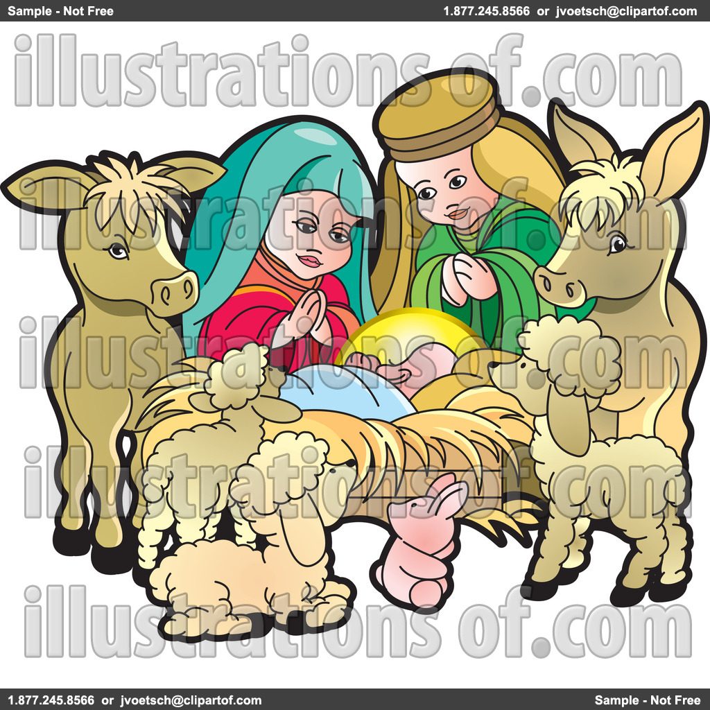 1024x1024 Nativity Scene Animals Clipart