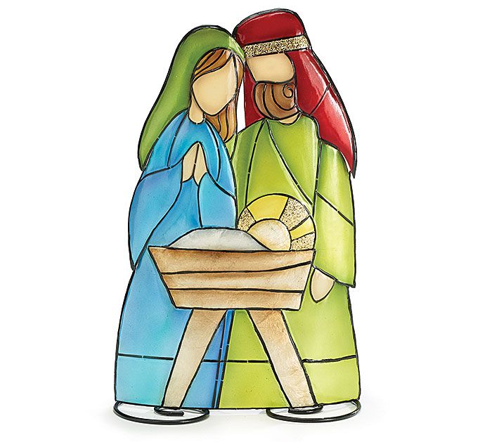 700x629 A 12 H Tin Nativity Holy Family Tabletop Christmas Decor