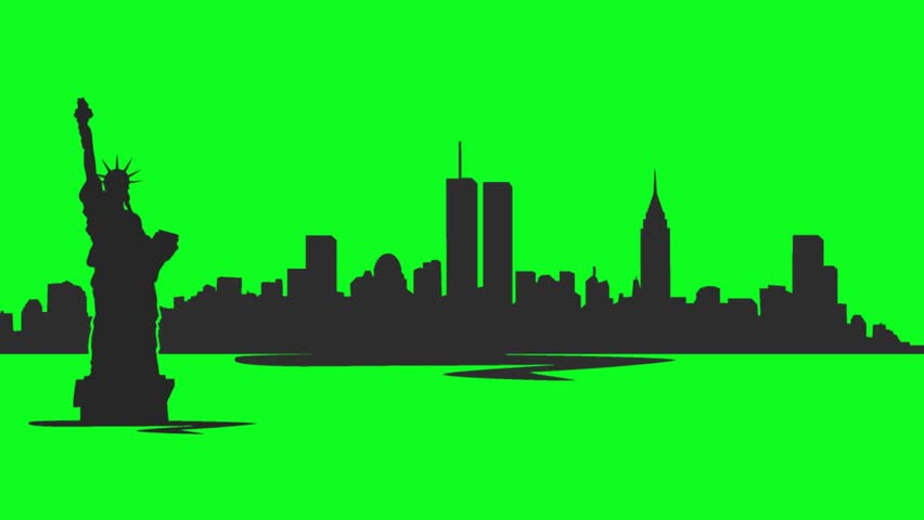 852x480 Long Pan Of A Skyline Silhouette Of The City Of New York City, Usa