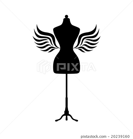 450x468 Mannequin Silhouette With Wings. Vector.