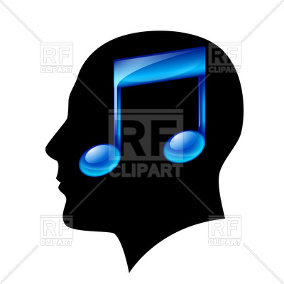 400x400 Man's Head Silhouette With Musical Note Inside Royalty Free Vector