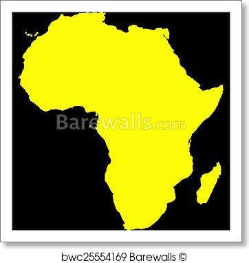 362x382 Art Print Of Africa Yellow Map On Black Barewalls Posters