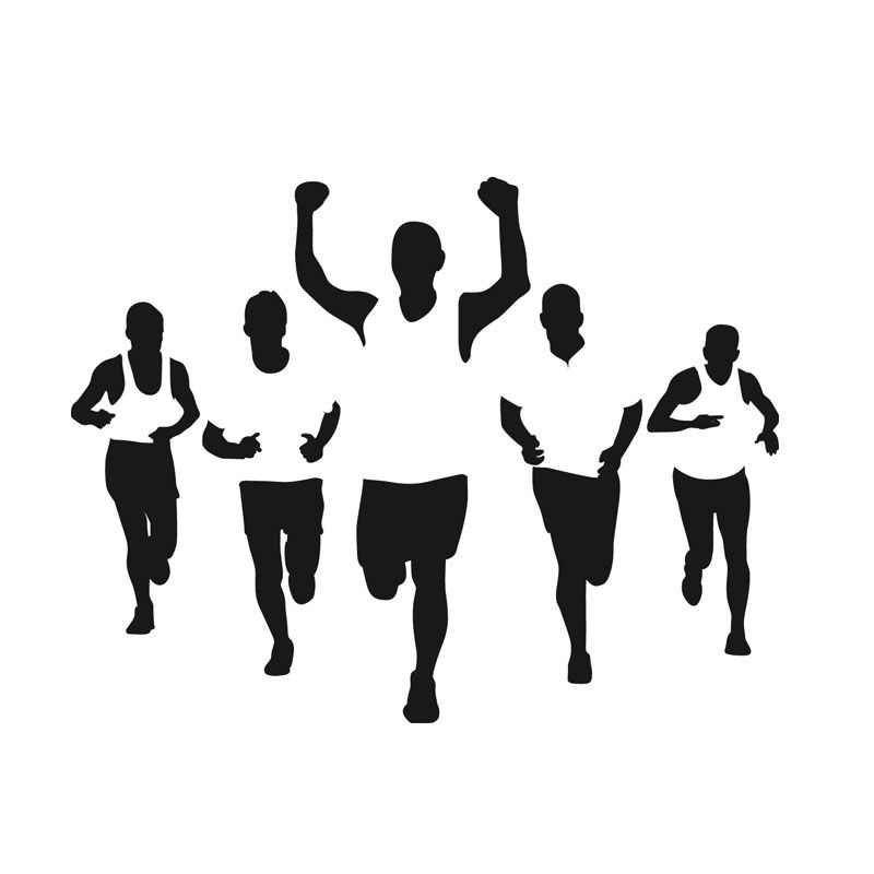 800x800 Hollow Out Design Five Men Marathon Running Athletics Wall Sticker