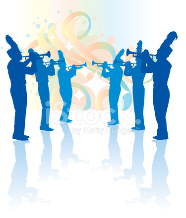 375x440 Marching Band Trumpet Line Stock Vector