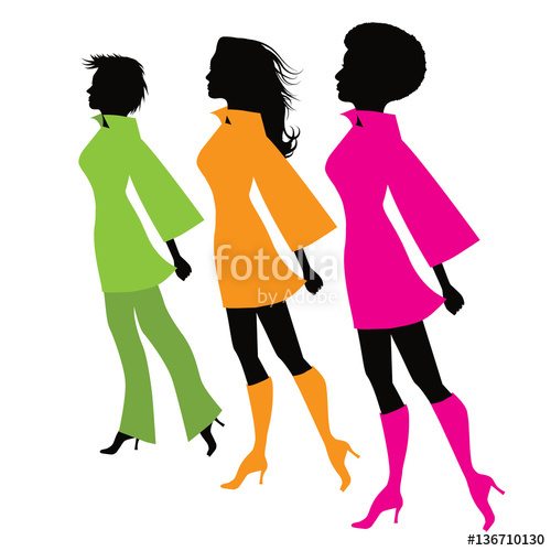 500x500 Flat Design Stylized Women Marching Silhouette With Copy Space