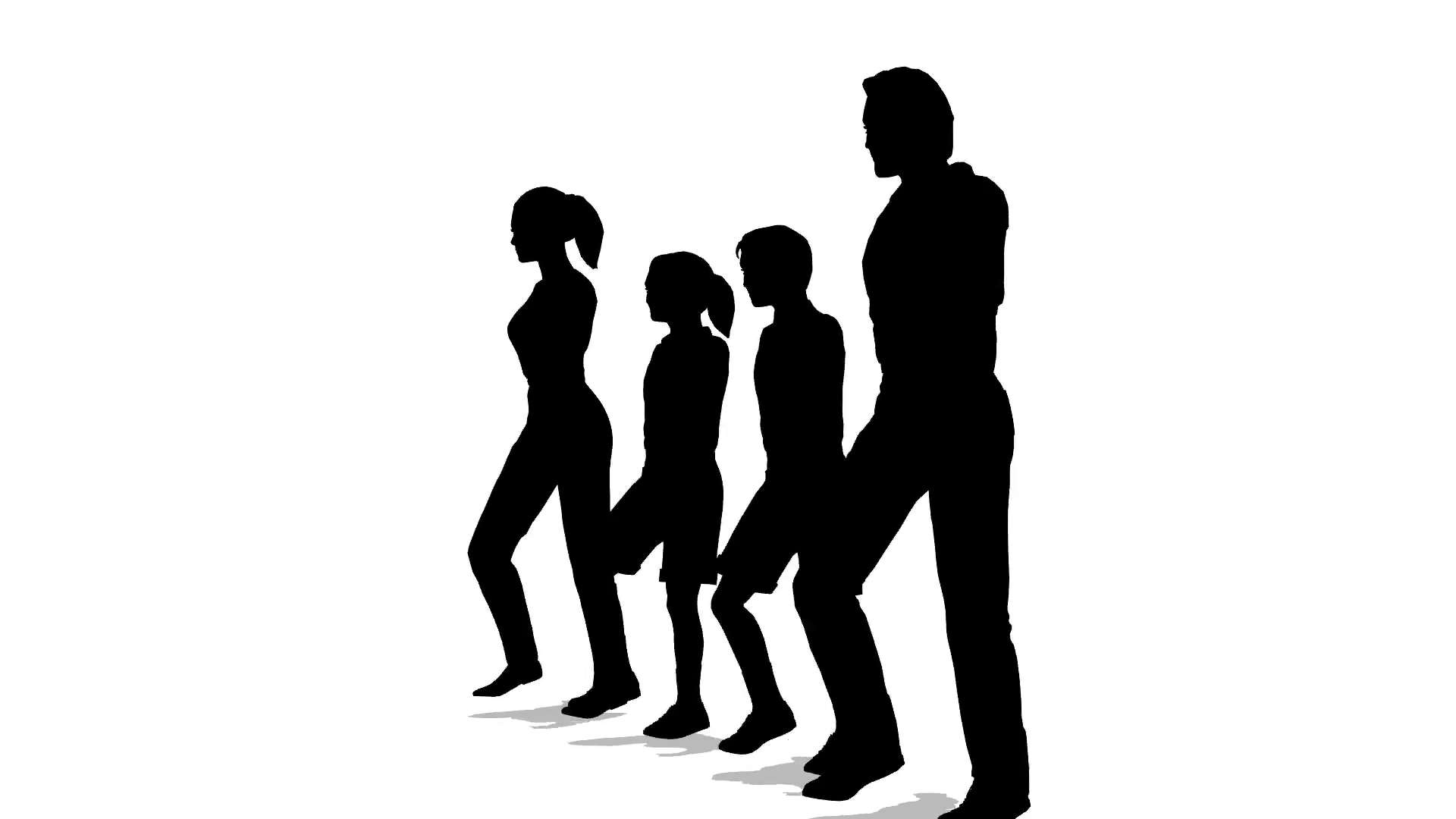 1920x1080 Marching Family Of Four Silhouette Stock Video Footage