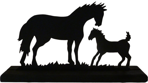 570x320 Loving Mare And Foal Handmade Wood Silhouette Safh007