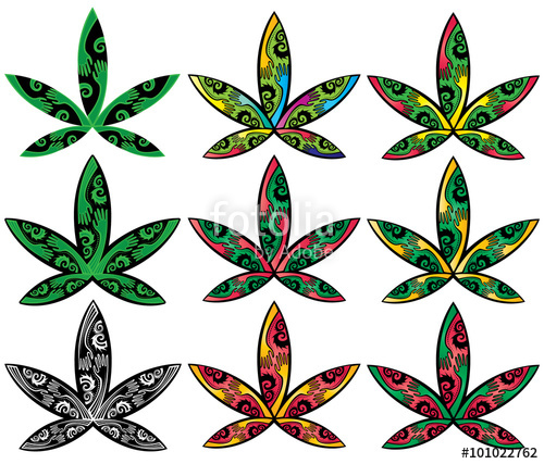 500x427 Marijuana Cannabis Leaf Silhouette With Snake Illustrations Stock