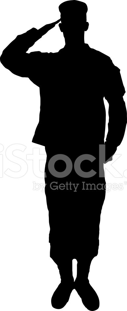 418x1024 Saluting Army Soldier's Silhouette On White Stock Vectors
