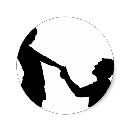 422x422 Marriage Proposal Silhouette Classic Round Sticker