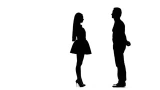 320x180 Stage Marriage Proposal. Silhouette Guy And Girl On An Orange