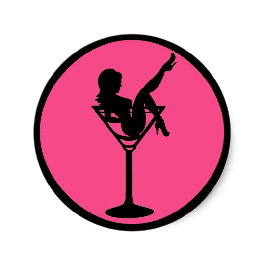 540x540 Pink Black Martini Girl Silhouette Stickers