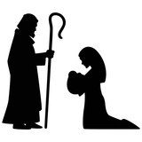 160x160 Mary, Joseph And Jesus Silhouette Stock Image And Royalty Free