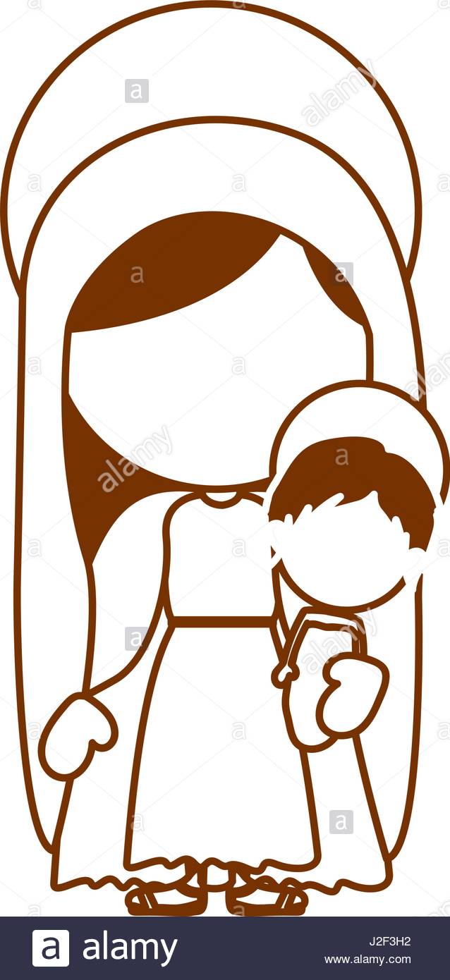 638x1390 Brown Silhouette Of Faceless Image Of Saint Virgin Mary With Baby