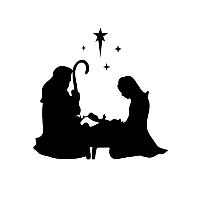 640x640 Mary Amp Joseph Kneeling With Manger And Stars Vinyl Decal Sticker