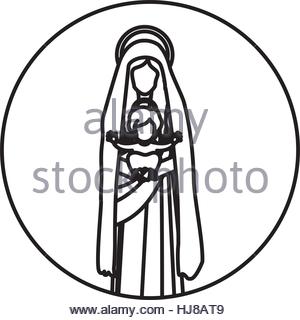 300x320 Circular Shape With Silhouette Virgin Mary And Saint Joseph