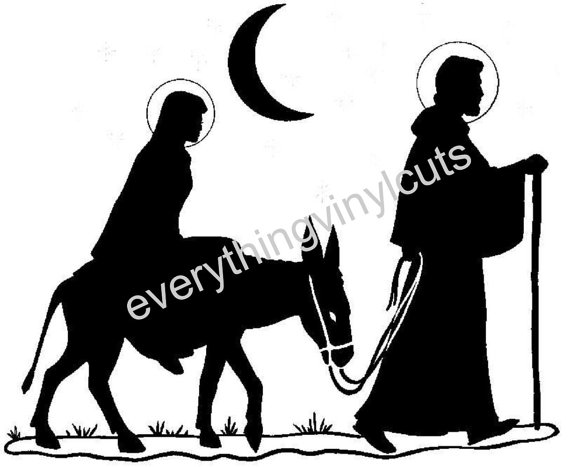 570x467 Items Similar To Vinyl Wall Art Silhouette Joseph And Mary Going
