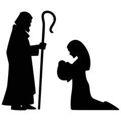 240x240 Mary, Joseph And Jesus Silhouette