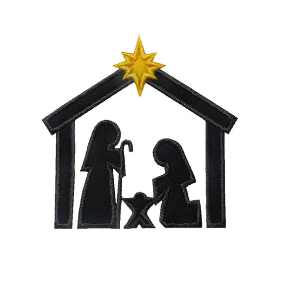 570x570 Nativity Silhouette Applique Machine Embroidery Digital Design