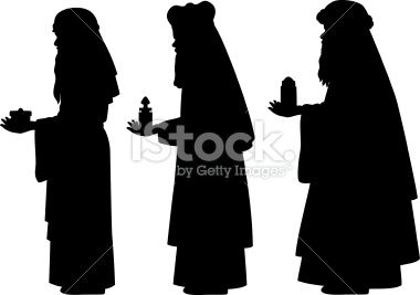 380x267 Three Wise Men Vector Silhouettes. They Are Carrying Gifts Of Gold