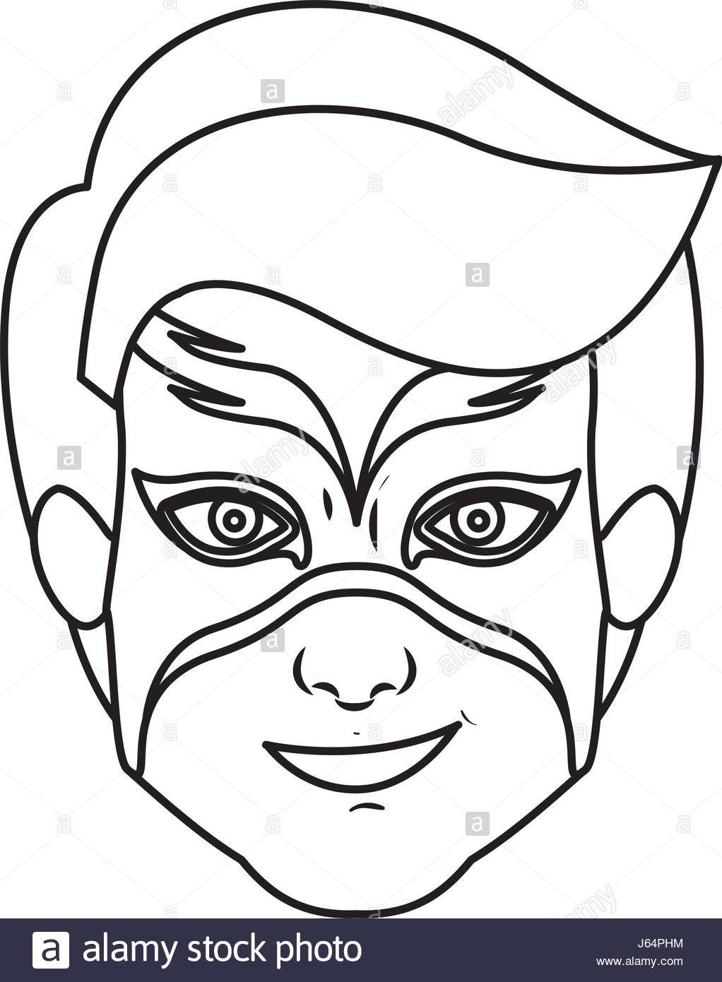 1022x1390 Monochrome Silhouette With Boy Superhero With Mask Stock Vector