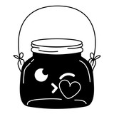 160x160 Silhouette Mason Jar Kiss Kawaii With Wire Handle Stock Image
