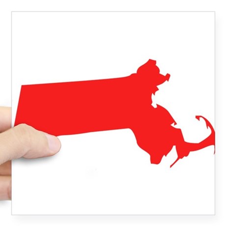 460x460 Red Massachusetts Silhouette Sticker By Stateshapesgifts