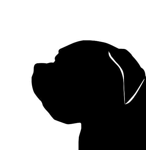 476x491 French Mastiff Silhouette Extra Large Reusable Cotton Canvas Tote