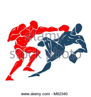 300x320 Boxing Match. Silhouette Of Two Professional Boxer Stock Vector