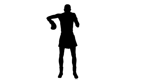 590x332 Warm Up Before Boxing Match. Black Silhouette A Man By Kinomaster