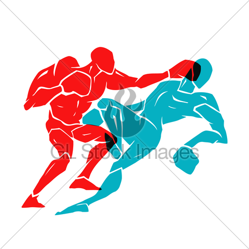 500x500 Boxing Match. Silhouette Of Two Professional Boxer Gl Stock Images