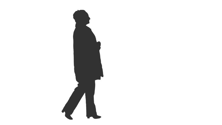 852x480 Side View Silhouette Of Walking Woman, Full Hd Footage With Alpha