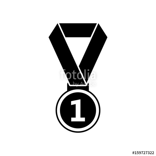 500x500 Gold Medal Icon. Black, Minimalist Icon Isolated On White