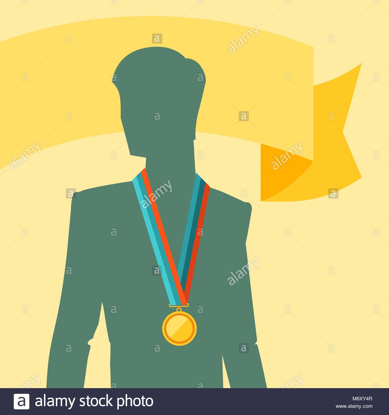 1300x1390 Silhouette Of Man With Premium Medal Stock Vector Art