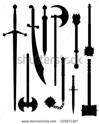 375x470 Set Of Ancient And Medieval Weapons Silhouettes By John David Bigl
