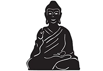 355x246 Silhouette Meditating Buddha , Vinyl Stickers , Sticker , H = 50cm